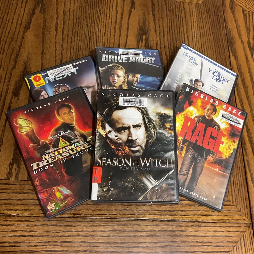 NicolasCage Rage, Next, DriveAngry, WeatherMan, SeasonofWitch, National Treasure